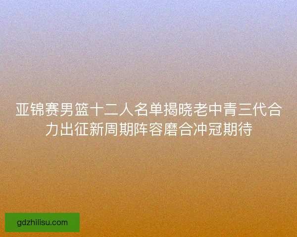 亚锦赛男篮十二人名单揭晓老中青三代合力出征新周期阵容磨合冲冠期待