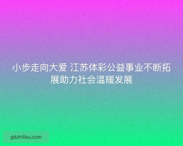 小步走向大爱 江苏体彩公益事业不断拓展助力社会温暖发展