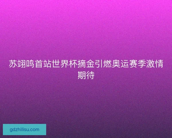 苏翊鸣首站世界杯摘金引燃奥运赛季激情期待