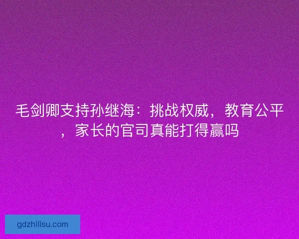 毛剑卿支持孙继海：挑战权威，教育公平，家长的官司真能打得赢吗