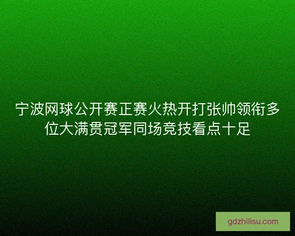 宁波网球公开赛正赛火热开打张帅领衔多位大满贯冠军同场竞技看点十足 宁波网球公开赛正赛火热开打张帅领衔多位大满贯冠军同场竞技看点十足