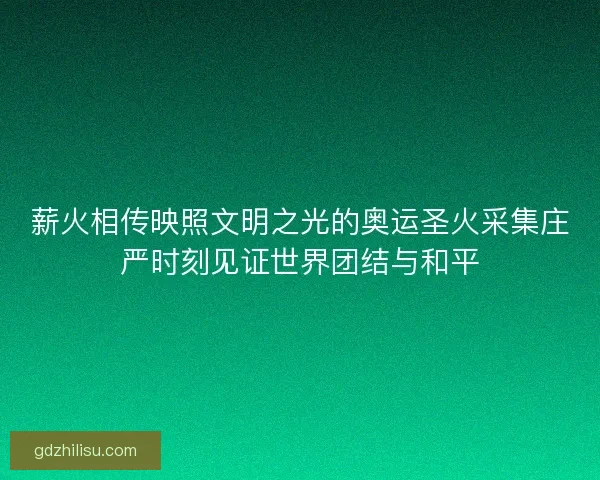 薪火相传映照文明之光的奥运圣火采集庄严时刻见证世界团结与和平 薪火相传映照文明之光的奥运圣火采集庄严时刻见证世界团结与和平
