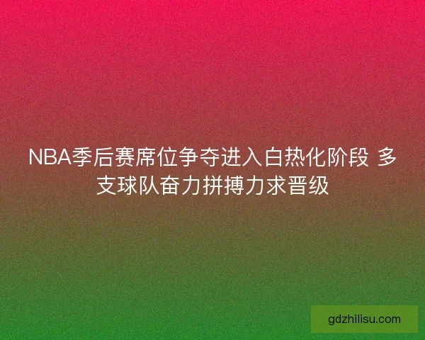 NBA季后赛席位争夺进入白热化阶段 多支球队奋力拼搏力求晋级